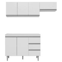 Cozinha Compacta Andréia 03 Peças com Balcão Gabinete 120cm Branco - Desk Design