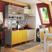 Cozinha Compacta Anis 8 Portas e 2 Gavetas Branco Tirol e Amarelo - Glamy
