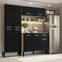 Cozinha Compacta Arizona Glam Carvalho com Preto Carraro