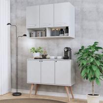 Cozinha Compacta Armário 3 Portas e Balcão para Microondas com Pés Palito Móveis Bonatto