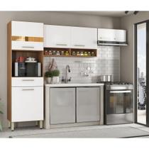Cozinha Compacta Aspen 6 Portas 1 Gaveta com Torre Quente Para Microondas e Armarios Amendola/Branco Espresso Móveis
