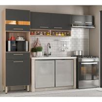 Cozinha Compacta Aspen 6 Portas 1 Gaveta com Torre Quente Para Microondas e Armarios Avena Touch/Grafito Espresso Móveis