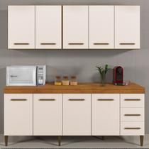 Cozinha Compacta Atenas 9 Portas 3 Gavetas Nature/Off White - Kaiki Móveis