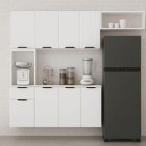 Cozinha Compacta Aura 8 Portas Com Nicho Integrado Branco Acetinado Cozinha Compacta Aura 8 Portas Com Nicho Integrado Branco Acetinado