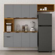 Cozinha Compacta Aura 8 Portas Com Nicho Integrado Cinamomo/cinza Acetinado Cozinha Compacta Aura 8 Portas Com Nicho Integrado Cinamomo/cinza Acetinado