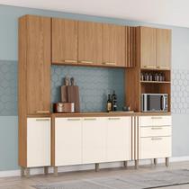 Cozinha Compacta B126 10 Portas 2 Gavetas com Painel de Fundo Nature/Off White