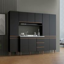 Cozinha Compacta Balcão Pia Kitnet 240x202 4 Pçs Menu Móveis Preto Cozinha Compacta Balcão Pia Kitnet 240x202 4 Pçs Menu Móveis Preto