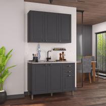 Cozinha Compacta Bariloche 6 Portas 2 Gavetas com Pés 100% Mdf Chumbo - Indékes Cozinha Compacta Bariloche 6 Portas 2 Gavetas com Pés 100% Mdf Chumbo - Indékes