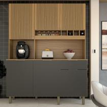Cozinha Compacta Bela Arte 6 Portas 1 Gaveta 100% Mdf Cinamomo/Chumbo - Panorama Móveis Cozinha Compacta Bela Arte 6 Portas 1 Gaveta 100% Mdf Cinamomo/Chumbo - Panorama Móveis