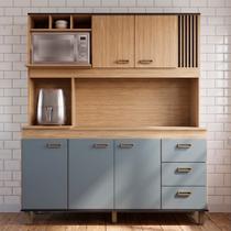 Cozinha Compacta Bella 164cm MDF 15mm 5 Portas 3 Gavetas Amêndoa / Acqua Cozinha Compacta Bella 164cm MDF 15mm 5 Portas 3 Gavetas Amêndoa / Acqua