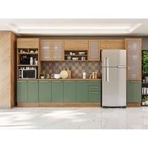 Cozinha Compacta Botanic com Tela 14 PT 3 GV Nogueira e Verde
