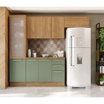 Cozinha Compacta Botanic com Tela 8 PT 3 GV Nogueira e Verde