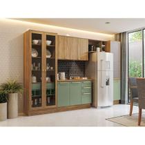 Cozinha Compacta Botanic com Tela 9 PT 4 GV Nogueira e Verde Cozinha Compacta Botanic com Tela 9 PT 4 GV Nogueira e Verde