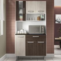 Cozinha Compacta Carol 6 Portas 1 Gaveta Branco/Rovere/Amêndoa - Poliman Móveis