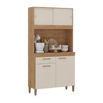 Cozinha Compacta Ceara 4 Portas 1 Gaveta Canelato com Off White Atualle Cozinha Compacta Ceara 4 Portas 1 Gaveta Canelato com Off White Atualle