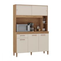 Cozinha Compacta Ceara 5 Portas 1 Gaveta Canelato com Off White Atualle Cozinha Compacta Ceara 5 Portas 1 Gaveta Canelato com Off White Atualle