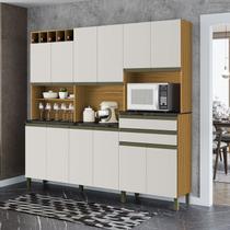 Cozinha Compacta com 12 Portas 2 Gavetas e Espaço para Micro-ondas 100% Mdf Pressac Espresso Móveis