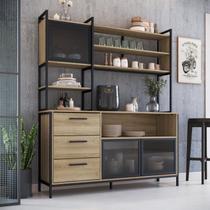 Cozinha Compacta com 3 Gavetas e 3 Portas de Vidro Cozinha Compacta com 3 Gavetas e 3 Portas de Vidro