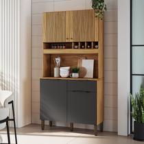 Cozinha Compacta com 4 Portas 1 Gaveta e Mini Adega 101,60cm 100% Mdf Croácia Espresso Móveis