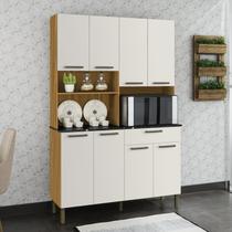 Cozinha Compacta com 8 Portas 1 Gaveta e Espaço para Micro-ondas 100% Mdf San Marino Espresso Móveis