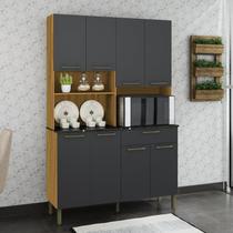 Cozinha Compacta com 8 Portas 1 Gaveta e Espaço para Micro-ondas 100% Mdf San Marino Espresso Móveis Cozinha Compacta com 8 Portas 1 Gaveta e Espaço para Micro-ondas 100% Mdf San Marino Espresso Móveis