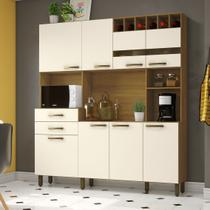 Cozinha Compacta Com 8 Portas 2 Gavetas B121 Nature / Off White - Briz Móveis