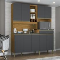 Cozinha Compacta com 9 Portas 1 Gaveta e Espaço para Micro-ondas 100% Mdf Romaperfil Espresso Móvei