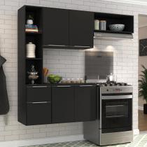 Cozinha Compacta Com Armário e Balcão Multimóveis Preta