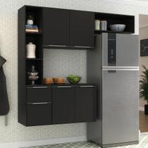 Cozinha Compacta Com Armário e Balcão Multimóveis Preta Cozinha Compacta Com Armário e Balcão Multimóveis Preta