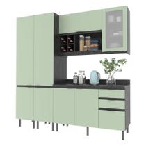 Cozinha Compacta com Armário e Balcão Tecnomobili Margarida CZ1201 200cm Mármore Lunar/Verde Mar