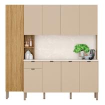 Cozinha Compacta Com Balcão 200cm Louvre K02 Freijó/Vanilla - Mpozenato