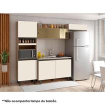 Cozinha Compacta com Balcão de Pia Ambiente Porto Carvalho Off White Poliman