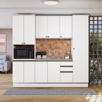 Cozinha Compacta com Kit Forno Celeste Kappesberg 100% MDF Branco 240cm Cozinha Compacta com Kit Forno Celeste Kappesberg 100% MDF Branco 240cm