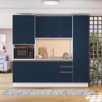 Cozinha Compacta com Kit Forno Celeste Kappesberg 100% MDF Branco/Azul 240cm Cozinha Compacta com Kit Forno Celeste Kappesberg 100% MDF Branco/Azul 240cm