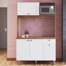 Cozinha Compacta com Tampo 4 Portas 1 Gaveta Helena Marrom/Whisky/Branco Cozinha Compacta com Tampo 4 Portas 1 Gaveta Helena Marrom/Whisky/Branco