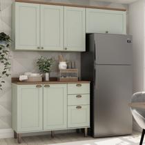Cozinha Compacta com Tampo 6 Portas 3 Gavetas Iluminata