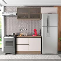 Cozinha Compacta com Tampo Edna 4 PT 3 GV Carvalho Oak e Off White