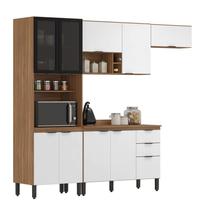 Cozinha Compacta Completa 10 Portas 2 Gavetas Espaço Forno e Microondas Firenze Amendola/Branco Demobile
