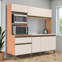 Cozinha Compacta Completa 185cm 6 Portas 1 Gaveta Carvalho Off White MDP Vitória New Cozinha Compacta Completa 185cm 6 Portas 1 Gaveta Carvalho Off White MDP Vitória New