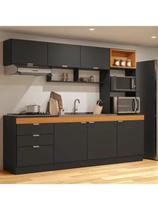Cozinha Compacta Completa 5 Peças Bella Móveis Primavera Onix/Freijo