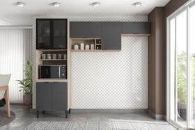 Cozinha Compacta Completa com 5 Portas 12 Prateleiras Cinza