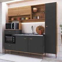 Cozinha Compacta Completa Karina 2,27m com Espaço para Forno e Microondas e Paneleiro 6 Portas 1 Gaveta