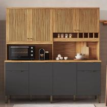 Cozinha Compacta Concord 8 Portas 2 Gavetas 100% Mdf Amêndoa/Chumbo - Rio Doce