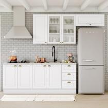 Cozinha Compacta De 4 Peças C/ Aéreo Para Geladeira Branco
