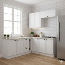 Cozinha Compacta de Canto 6 peças Para Pia e Cooktop Sophia/Americana Henn - Branco/Calcare