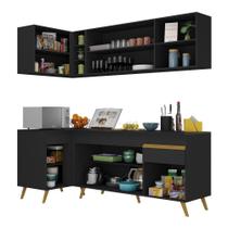 Cozinha Compacta De Canto Mp2058 Com Armário E Balcão Preta