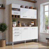 Cozinha Compacta Decibal AC6200 150cm Balcão 6 Portas 2 Gavetas Marrom e Branco