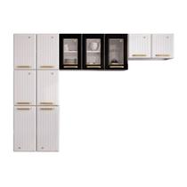 Cozinha Compacta Diamante New c/ 11 Portas ( 3 c/ Vidro ) Preto - Telasul