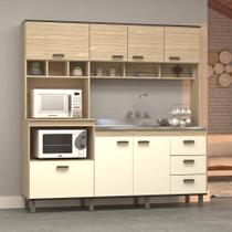 Cozinha Compacta Diana 186cn 100% MDF15mm 7 Portas 3 Gavetas Amêndoa / Off White