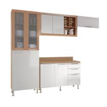 Cozinha Compacta Ditália Aspen 4 Pç Carvalho/Branco A45 Cozy